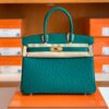 mmexport1673775103434-1024x791-2 Hermes Birkin Ostrich u4 Velvet green Gold Hardware 30cm Full Handmade