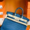 Hermes Birkin Shiny Alligator Crocodile 1P Noble blue Silver Hardware 25cm Full Handmade