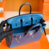 Hermes Birkin Shiny Alligator Crocodile 1P Noble blue Silver Hardware 25cm Full Handmade