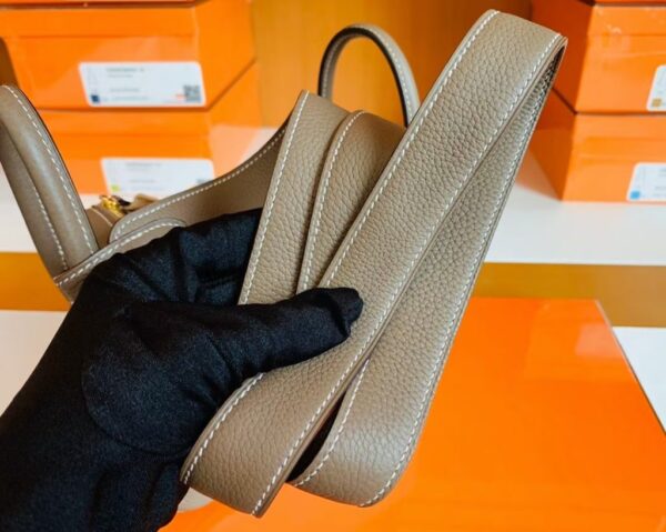 Hermes mini Lindy Togo 18 etoupe Gold Hardware 19cm Full Handmade