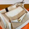 Hermes Mini Lindy TC Leather craie White Gold Hardware 19cm Full Handmade