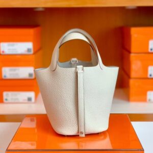 Hermes Picotin Lock Togo craie White Silver Hardware 18cm Full Handmade