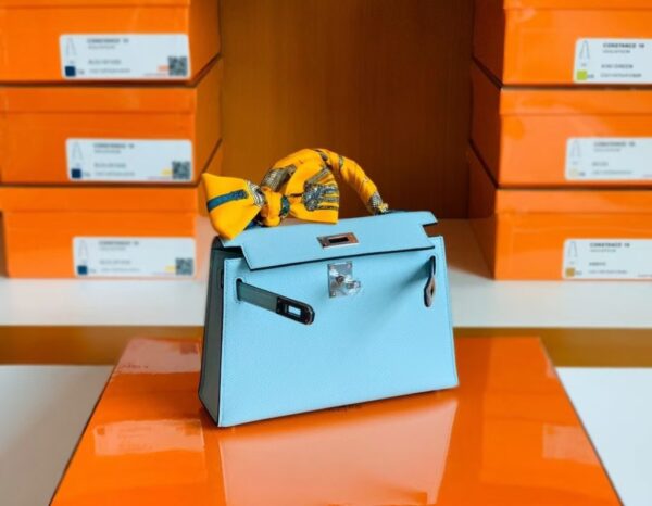 mmexport1674909206026-1024x796-1 Hermes mini kelly Epsom 6u Light Blue Silver Hardware 19cm Full Handmade