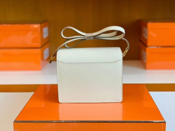 Hermes Roulis Eve Leather craie White Gold Hardware 18cm Full Handmade