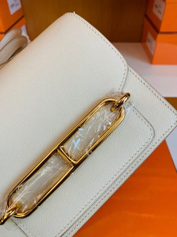Hermes Roulis Eve Leather craie White Gold Hardware 18cm Full Handmade