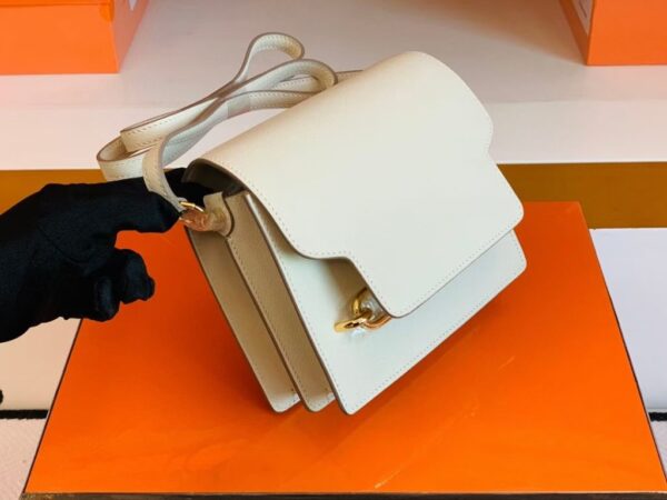 Hermes Roulis Eve Leather craie White Gold Hardware 18cm Full Handmade