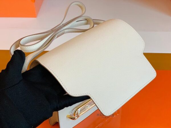 Hermes Roulis Eve Leather craie White Gold Hardware 18cm Full Handmade