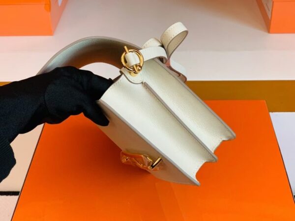 Hermes Roulis Eve Leather craie White Gold Hardware 18cm Full Handmade