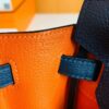 Hermes Birkin Togo bi-color Deep Blue & Orange Silver Hardware 25cm Full Handmade