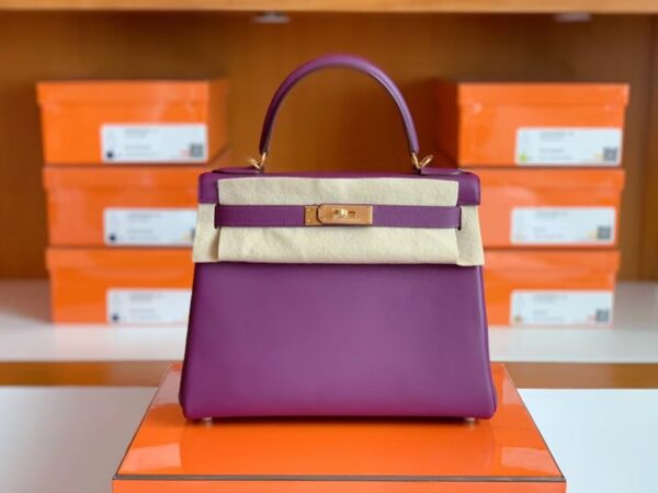 Hermes Kelly swift P9 Anemone Purple Gold Hardware 28cm Full Handmade