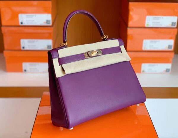 Hermes Kelly swift P9 Anemone Purple Gold Hardware 28cm Full Handmade