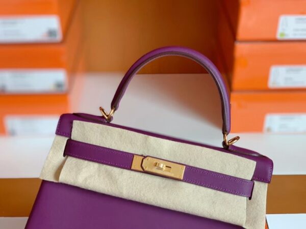 Hermes Kelly swift P9 Anemone Purple Gold Hardware 28cm Full Handmade
