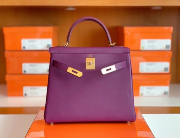 Hermes Kelly swift P9 Anemone Purple Gold Hardware 28cm Full Handmade