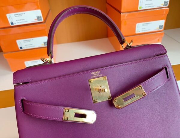 Hermes Kelly swift P9 Anemone Purple Gold Hardware 28cm Full Handmade