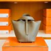 Hermes Picotin Lock TC Leather etoupe grey Silver Hardware 18cm Full Handmade