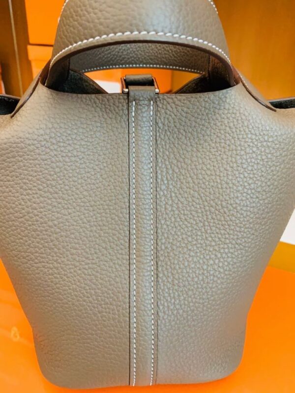 Hermes Picotin Lock TC Leather etoupe grey Silver Hardware 18cm Full Handmade