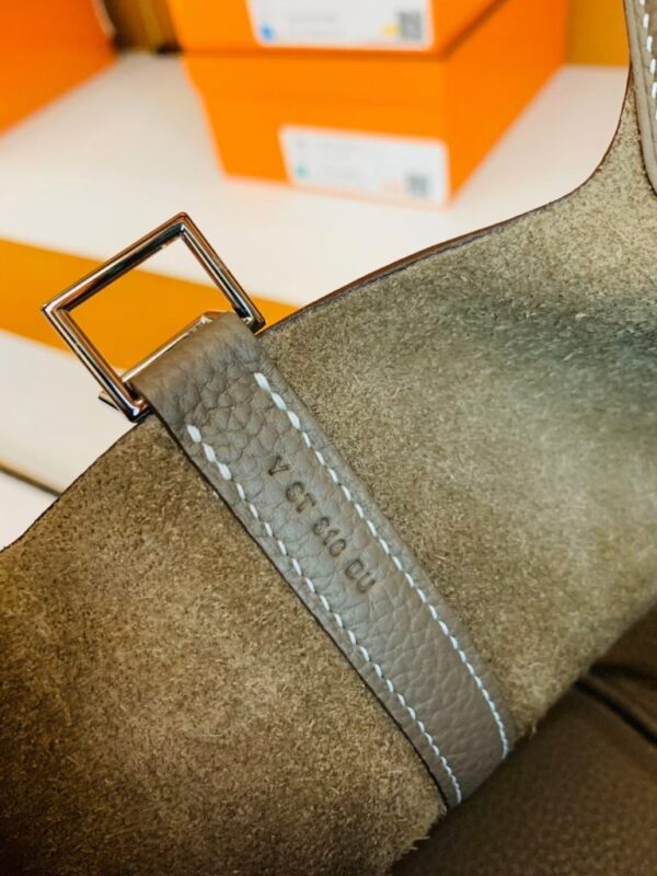 Hermes Picotin Lock TC Leather etoupe grey Silver Hardware 18cm Full Handmade