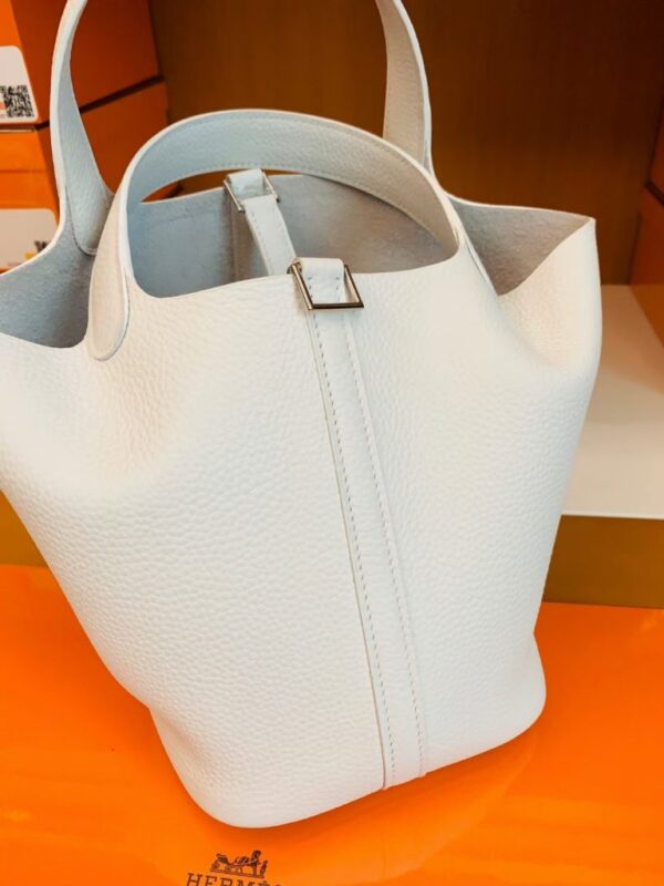 Hermes Picotin Lock TC Leather 01 Pure white Silver Hardware 18cm Full Handmade
