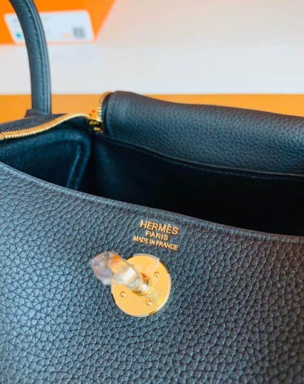 Hermes Mini Lindy Togo CK89 Noir Gold Hardware 19cm Full Handmade