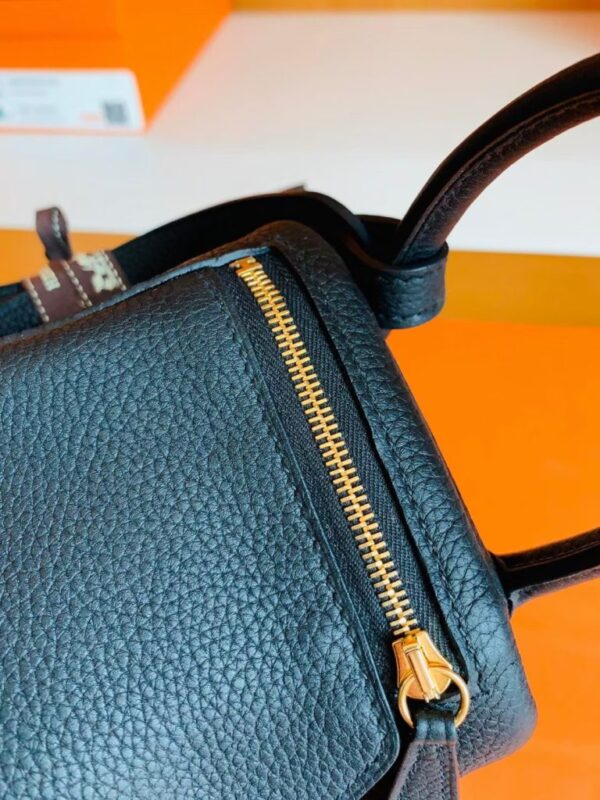 Hermes Mini Lindy Togo CK89 Noir Gold Hardware 19cm Full Handmade