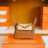 Hermes Mini Lindy Togo CK37 Golden Brown Gold Hardware 19cm Full Handmade