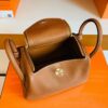 Hermes Mini Lindy Togo CK37 Golden Brown Gold Hardware 19cm Full Handmade