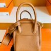 Hermes Mini Lindy Togo CK37 Golden Brown Gold Hardware 19cm Full Handmade