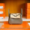 Hermes Mini Lindy Togo 18 etoupe grey Silver Hardware 19cm Full Handmade