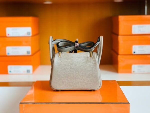 Hermes Mini Lindy Togo M8 gris asphalte Gold Hardware 19cm Full Handmade