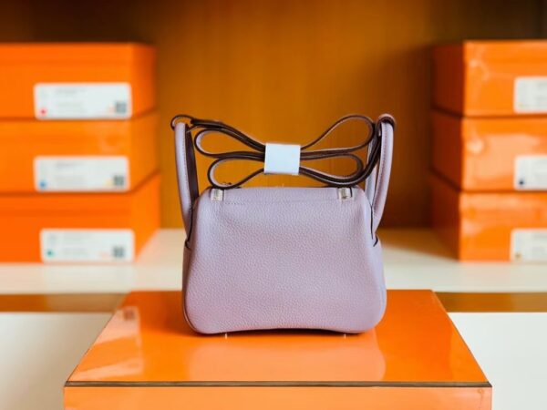 Hermes Mini Lindy Togo 4W Taro purple Silver Hardware 19cm Full Handmade