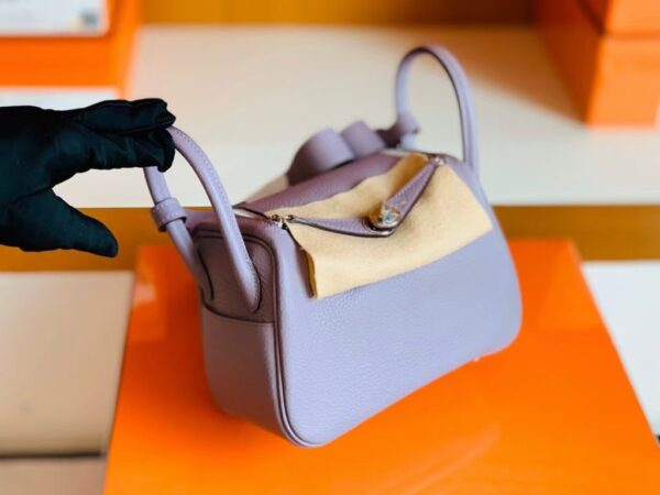 Hermes Mini Lindy Togo 4W Taro purple Silver Hardware 19cm Full Handmade