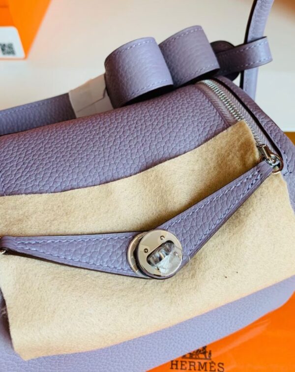 Hermes Mini Lindy Togo 4W Taro purple Silver Hardware 19cm Full Handmade