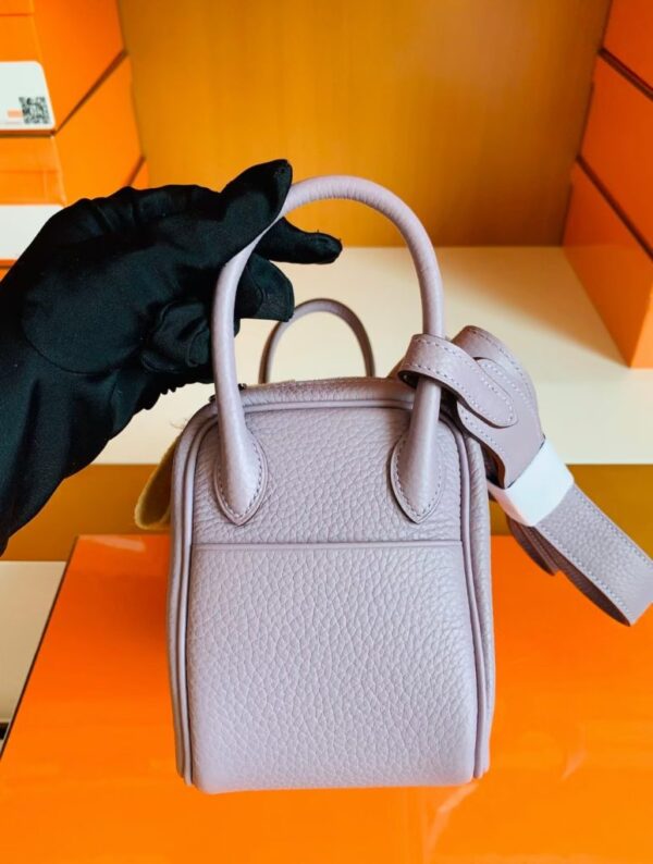 Hermes Mini Lindy Togo 4W Taro purple Silver Hardware 19cm Full Handmade