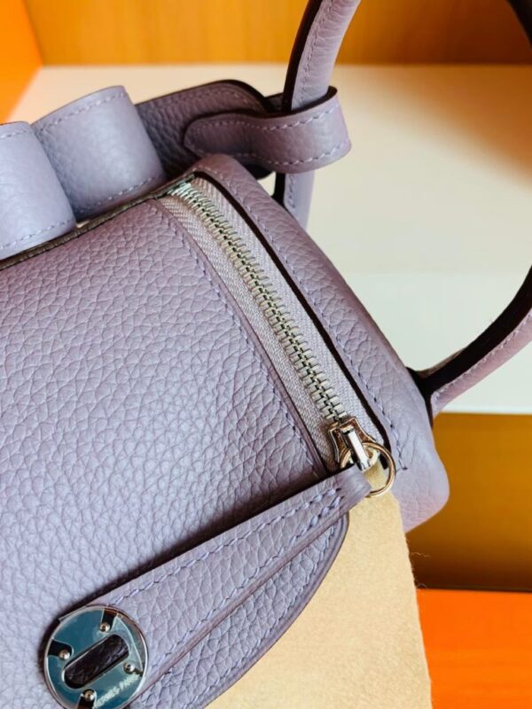 Hermes Mini Lindy Togo 4W Taro purple Silver Hardware 19cm Full Handmade