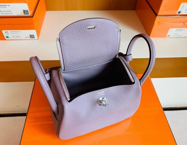 Hermes Mini Lindy Togo 4W Taro purple Silver Hardware 19cm Full Handmade