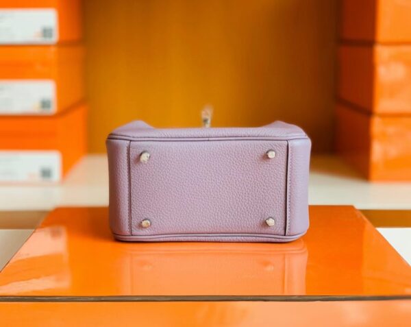 Hermes Mini Lindy Togo 4W Taro purple Silver Hardware 19cm Full Handmade