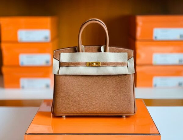 Hermes Birkin Togo Golden Brown Gold Hardware 25cm Full Handmade