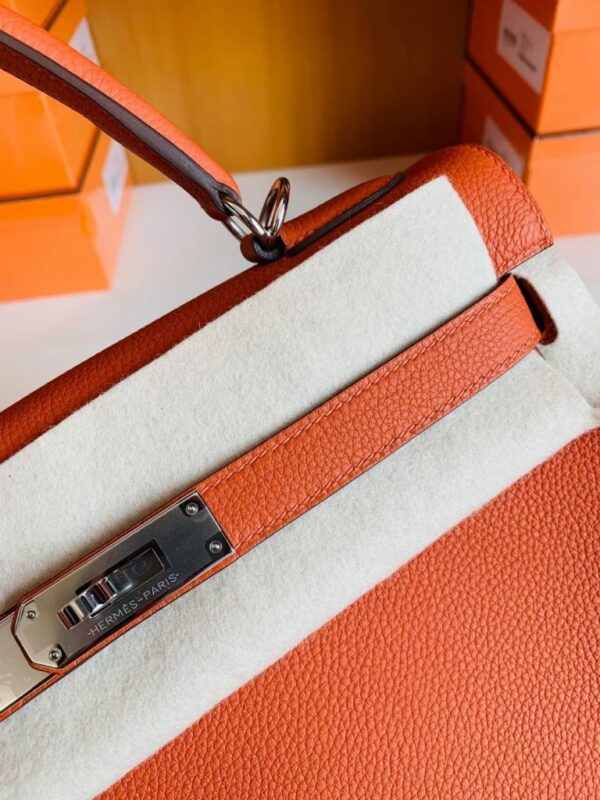mmexport1676280651318-768x1024-1 Hermes Kelly Togo R1 Pumpkin orange Silver Hardware 32cm Full Handmade