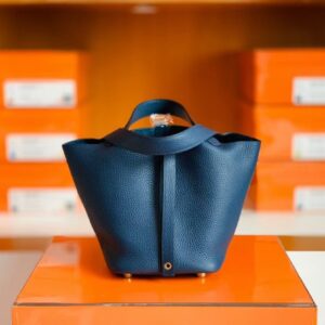 Hermes Picotin TC Leather Gem blue Gold Hardware 18cm Full Handmade