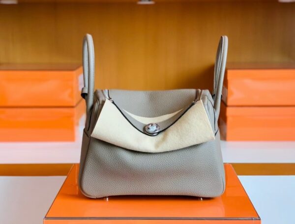 Hermes Lindy TC Leather m8 gris asphalte Silver Hardware 26cm Full Handmade