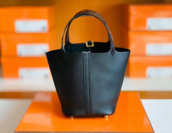 Hermes Picotin lock Touch TC & crocodile Black Gold Hardware 18cm Full Handmade