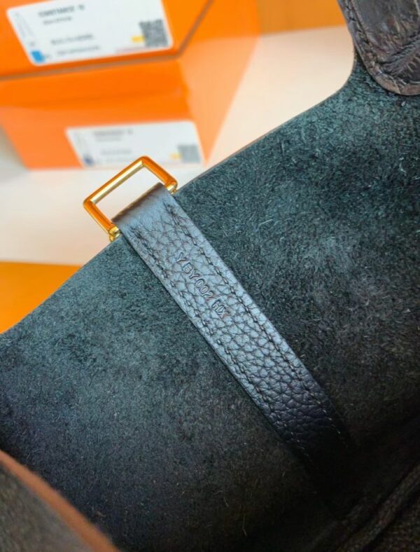 Hermes Picotin lock Touch TC & crocodile Black Gold Hardware 18cm Full Handmade
