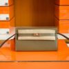 Hermes Kelly to go Woc Epsom Etoupe Grey Silver Hardware 20cm Full Handmade