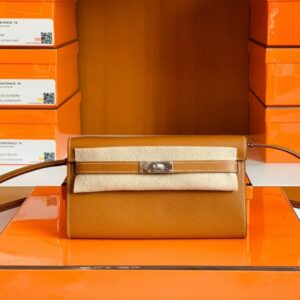 Hermes Kelly to go Woc Epsom Golden Brown Silver Hardware 20cm Full Handmade