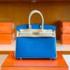 mmexport16762835803841-1024x772-2 Hermes Birkin Chevre Pearl grey & Glaze blue Silver Hardware 25cm Full Handmade