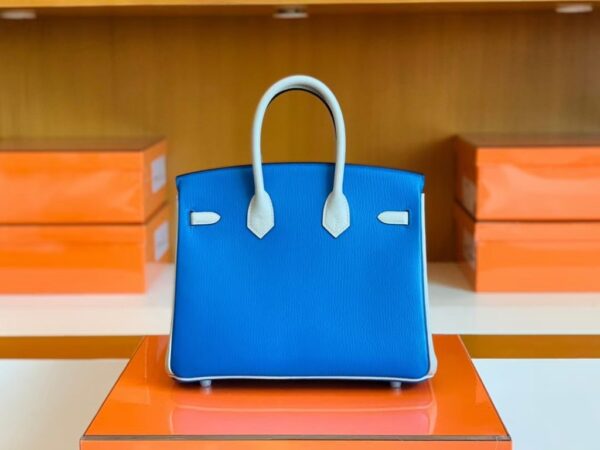 mmexport1676283581883-1024x768-1 Hermes Birkin Chevre Pearl grey & Glaze blue Silver Hardware 25cm Full Handmade