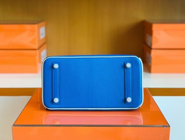 mmexport1676283593385-1024x777-1 Hermes Birkin Chevre Pearl grey & Glaze blue Silver Hardware 25cm Full Handmade