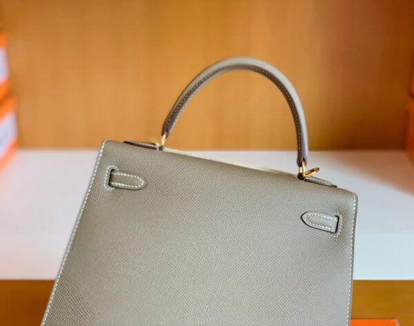mmexport16771255983541-1024x806-1 Hermes Kelly Epsom Etoupe Grey Gold Hardware 25cm Full Handmade