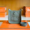 Hermes Mini Evelyne Togo 8F tinware grey Silver Hardware 16cm Full Handmade