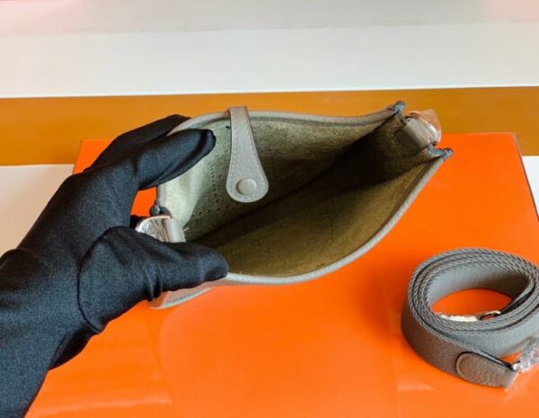 Hermes Mini Evelyne Togo 8F tinware grey Silver Hardware 16cm Full Handmade